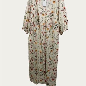 H&M Floral Maxi Dress - Cream with Multicolor Print